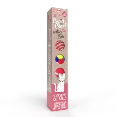 Image of Cupid &amp; Comet Festive Christmas Cat Toys Interactive Teasers, Multitextured Balls, Cute (Foot of Balls)