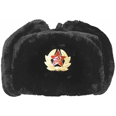 Image of FLAVES FASHION Mens Ushanka Cossack Russian Fake Fur Trapper Ski Hat Winter Warm Black,Khaki,White,Red One Size 58/60cm (Black, 58 60cm)
