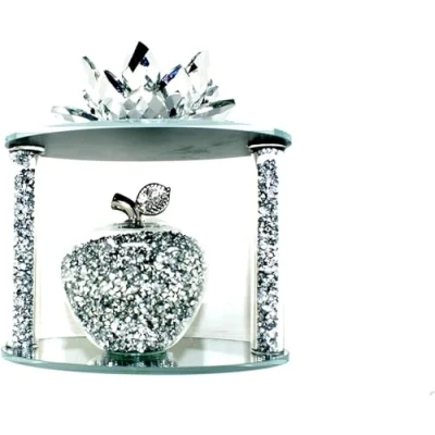Image of Glass Grapes &amp; Lotus Sparkle Ornament Bling Crushed Diamond Gift CRYSTALLIZED On Top Of Handmade Craft Display Present For All Occasion, Home Decor