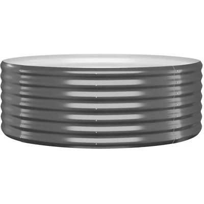 Image of vidaXL Round Anthracite Planter Powder Coated Steel Raised Bed for Outdoor Gardens and Patios 100x100x36 cm