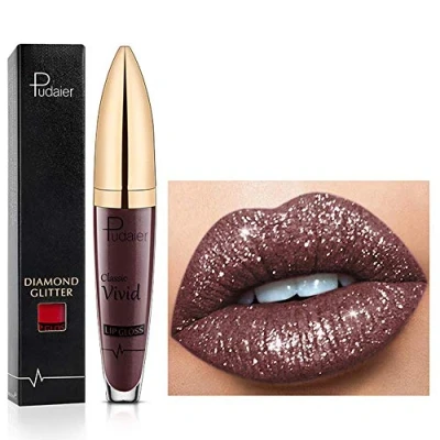 Image of 18 Color Diamond Glitter Lipgloss Lipstick Shiny Matte Liquid Lipstick, Lip Gloss Long Lasting Non Stick Cup Lipsticks Natural Smooth Comfortable (17)
