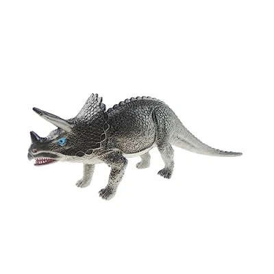 Image of Kids Childrens Large Dinosaur Jurassic Cretaceous Period Stegosaurus Brontosaurus Triceratops Tyrannosaurus Rex T Lifelike Realistic Play Educational Toy Figures Figurine (Triceratops)