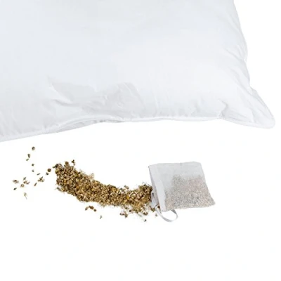 Image of HOMESCAPES Set of 2 Dried Chamomile Pouches Refill for Aromatherapy Camomile Pillow 100% Cotton Pouches, 10 x cm