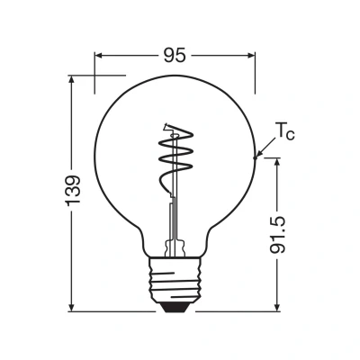 Image of OSRAM LED Vintage G95 E27 3,4W 827 Spiral Filament gold