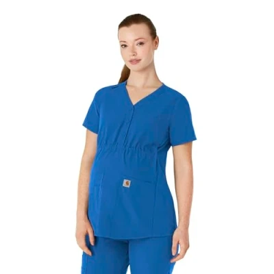 Image of Carhartt Women&#039;s Henley Maternity Scrub Top, Royal, L