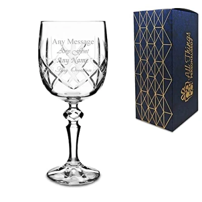 Image of Personalised Engraved 220ml Flamenco Crystalite Panel Goblet Gift Box Wedding Birthday Christmas