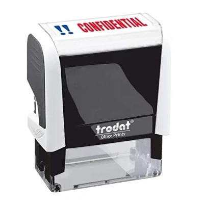 Image of Trodat Stamp 4912 Office Printy with English Text CONFIDENTIAL Self Inking, Red and Blue Ink, 18 x 46 mm