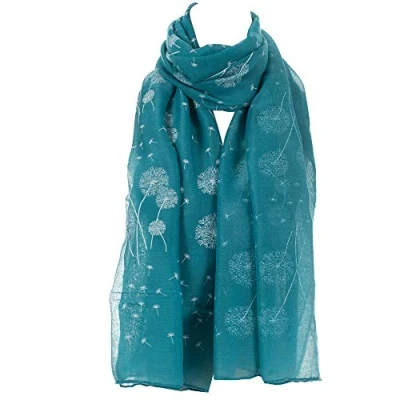 Image of Dandelion Celebrity Designer Scarf Women Shawl Wrap By London Scarfs (teal green)
