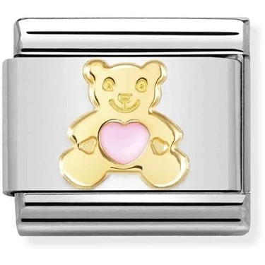 Image of Nomination Classic Gold Pink Bear Animals Charms