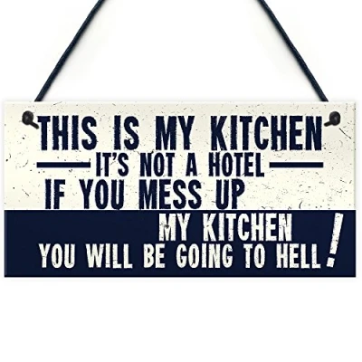 Image of RED OCEAN Vintage This Is My Kitchen Funny Plaque Shabby Chic Wall Retro Sign Gifts