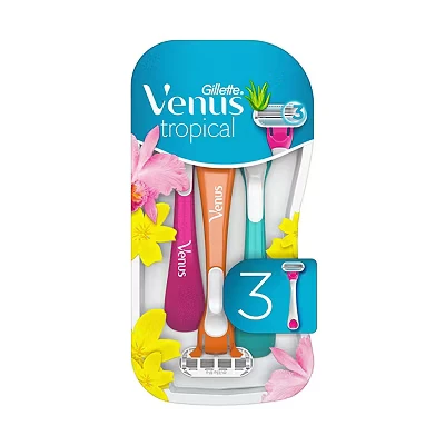 Image of Gillette Venus Tropical Disposable Razors, Pack Of 3