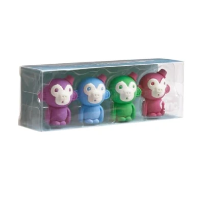 Image of Tinc Monkey Shaped Eraser Set Fruit Scent Includes 4 Erasers Correct Mistakes Easily Great for School and Homework Boys Girls Animal Design Pack of