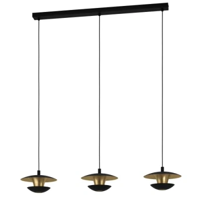 Image of EGLO Nuvano LED hanging light, 3 bulb, black/gold