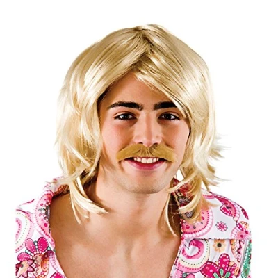 Image of Wicked Costumes Adult Gameshow Guy Fancy Dress Wig &amp; Tash