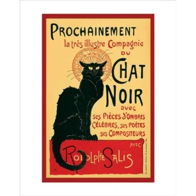 Image of Pyramid International &quot; Chat Noir Art Print, Multi Colour, 40 x 50 1.3 cm