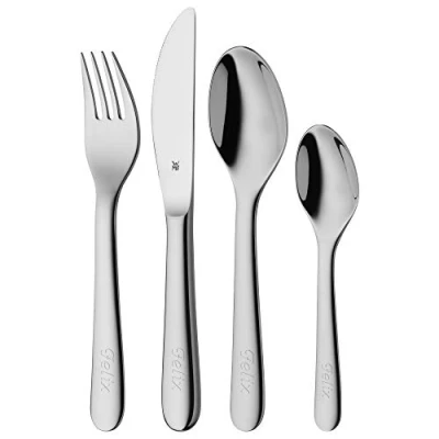 Image of WMF 4 Piece 18/10 Stainless Steel Engraved Child&#039;s Cutlery Set, Silver