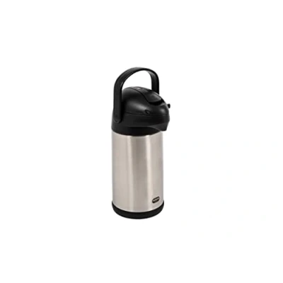 Image of Addis Conference Pump Pot Catering Hotel Travel Dining Commercial Business Vacuum, 3 Litre, Stainless Steel/Black, Silver,Chrome,517465
