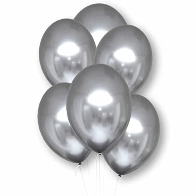 Image of Amscan 9912787 Satin Luxe Latex Ballns Silver 6 Pack