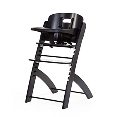 Image of CHILDHOME, Evolutive Baby High Chair : from 6 Months to 85KG, Tablet Included, Beechwood, Cradle, Safety Harness 5 Points, Invisible Screws, Evosit Black