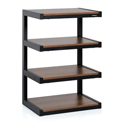 Image of Norstone Esse Hi Fi Black and Walnut Hifi Cabinet