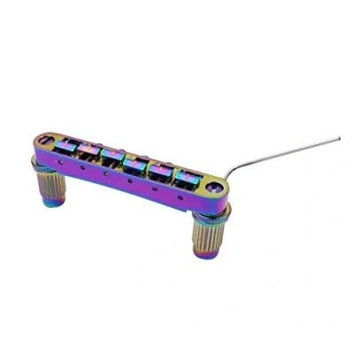 Image of Guyker Guitar Saddle Bridge Tune O Matic Bridges with Studs Replacement for LP EPI 6 String Electric (GM003, Rainbow Chameleon)