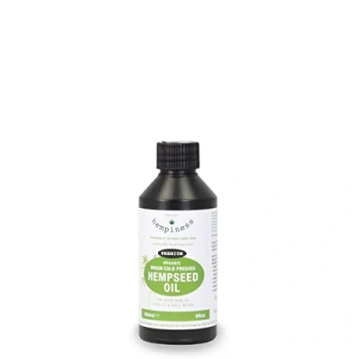 Image of Organic Hemp Seed Oil 250ml Hempiness Premium Raw Cold Pressed Hempseed Rich in Omega 3, 6 &amp; 9