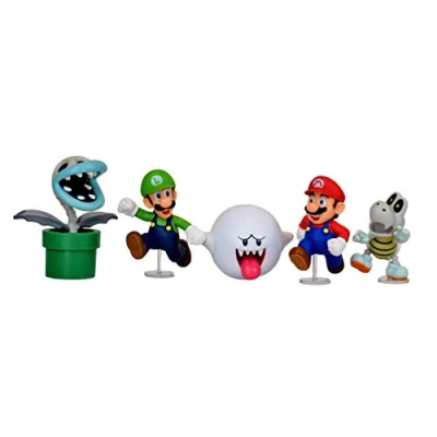 Image of World of Nintendo Super Mario Boo Mansion Multipack 2.5 Inch Action Figure Giftset (Mario, Luigi, Boo, Bone Piranha Plant, Dry Bones)
