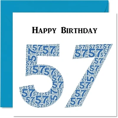 Image of Fun 57th Birthday Cards for Men Shapecloud Happy Card Dad Mum Grandad Nanny Grandma Uncle Auntie Cousin Friend, 145mm x Greeting Cards,