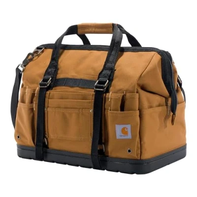 Image of Carhartt Onsite Tool Bag, Durable Water Resistant, Storage Heavyweight w/Molded Base, 18 Inch, Brown