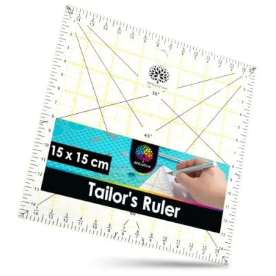 Image of OfficeTree Sewing Ruler 15x15 cm Patchwork 15cm Square Quilting for Rotary Cutter Tailor Craft Fabric Accessories