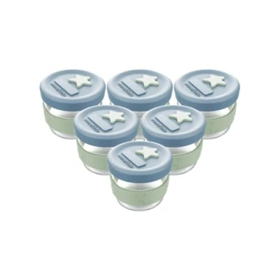 Image of Silicone &amp; Glass Baby Food Storage Containers 6PK 120ml Cerulean Sage Puree