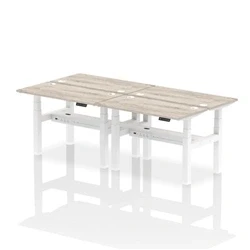 Image of Air B2B 1200x600mm Height Adjustable 4P Bench Desk CP Grey Oak/White