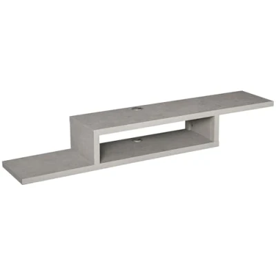 Image of HOMCOM Floating TV Unit, Wall Mounted Stand with Open Shelf and 2 Cable Holes, Entertainment Unit for Living Room, Grey