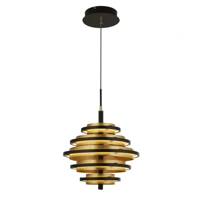 Image of Hive Black/Gold Leaf 5 Light LED Pendant 2700K