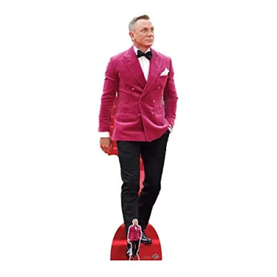 Image of STAR CUTOUTS CS970 Daniel Craig Red Velvet Jacket Lifesize Cardboard Cutout With Mini