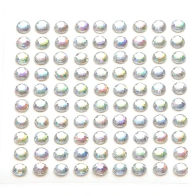 Image of 100 x Crystal AB Self Adhesive Diamante Stick On Rhinestone Gems 5mm