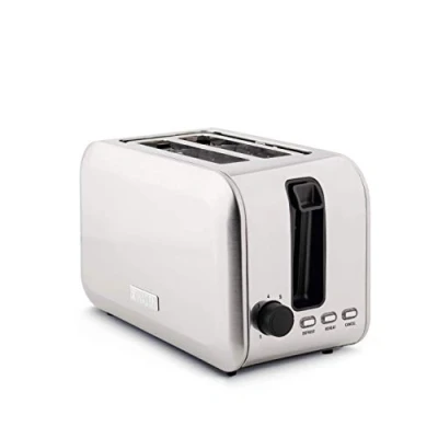 Image of Haden Stoke Toaster 2 Slice Brushed Stainless Steel Adjustable Browning Control Cancel/Defrost/Reheat Functions Removable Crumb Tray 750W