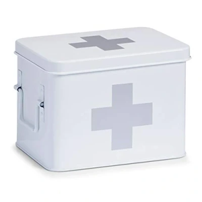 Image of Zeller First Aid Box, Metal, White, 21.5 x 16 cm