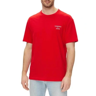 Image of Tommy Jeans Men Short Sleeve T Shirt Crew Neck, Red (Deep Crimson), M