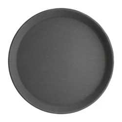 Image of Olympia Kristallon Polypropylene Round Non Slip Tray Black 406mm