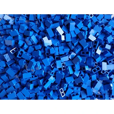 Image of LEGO Bricks: Blue 1x2. Part 3004 (X 100)