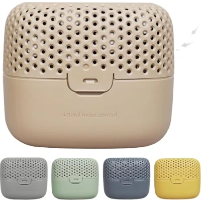 Image of AbsoDry Duo Family Dehumidifier Flat without Electricity for Best Air Quality Room Basement, Bathroom, Bedroom Against Mould Nougat