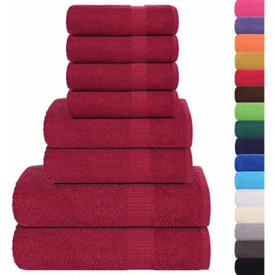 Image of vidaXL 8 Piece Towel Set Bordeaux 360 gsm 100% Cotton