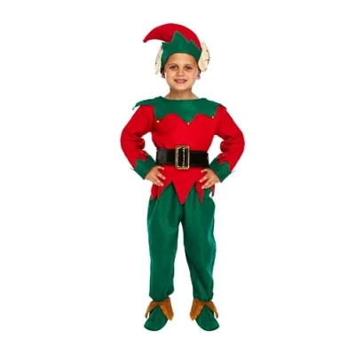 Image of HENBRANDT Children’s Christmas Elf Xmas Fancy Dress Costume Size Medium Ages 7 9 Boys Girls Outfit for Kids