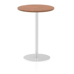 Image of Italia 600mm Poseur Round Table Walnut Top 1145mm High Leg