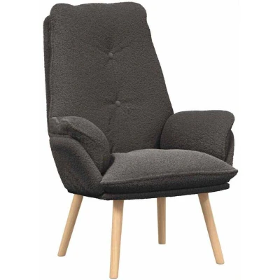 Image of Relaxing Chair Dark Grey Curly Wool like Fabric Vidaxl