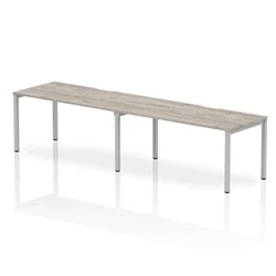 Image of Evolve Plus 1600mm Single Row 2 Person Desk Grey Oak Top Silver Frame