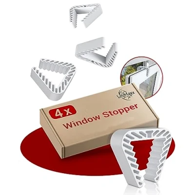 Image of LouMaxx Window Clip Set of 4 White Plastic Door Stopper