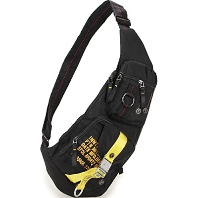 Image of Xieben Vintage Nylon Sling Chest Bag Crossbody Pack for Men Women Travel Outdoor Shoulder Backpack Daypack Black