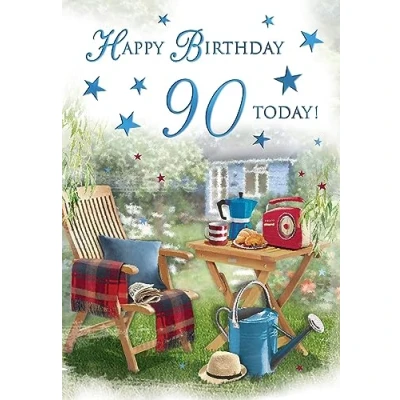 Image of Regal Publishing Traditional Milestone Age Birthday Card 90 Male 9 x 6 inches Piccadilly Greetings